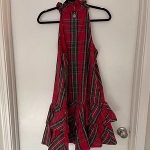 NWT Tommy Hilfiger Tartan Dress High Neck with Ruffle Drop Waist size 10